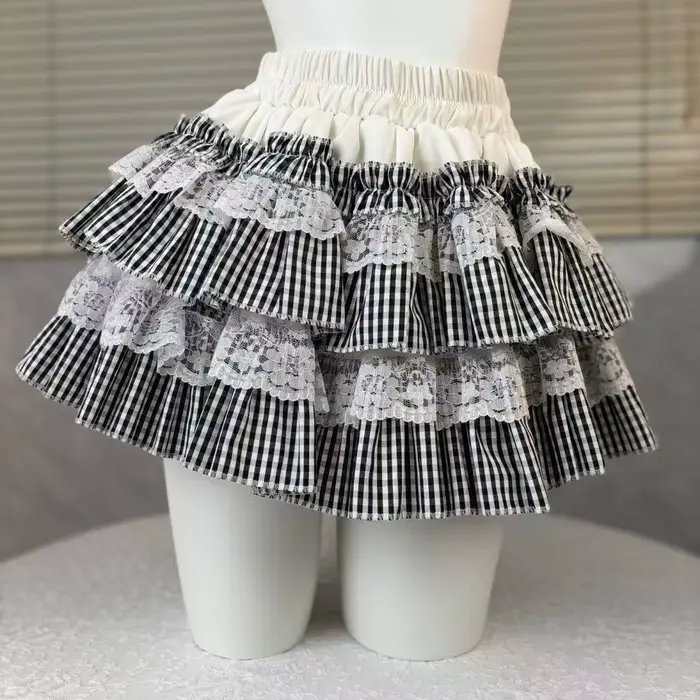 Lolita Style princesse Vintage gâteau jupe douce Kawaii femmes mignon dentelle volants fête Mini jup