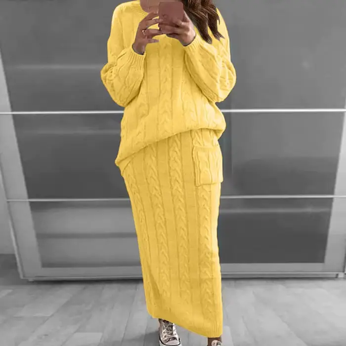 Ensemble pull et jupe en tricot pour femme, nouveau style streetwear automne-hiver 2023, confortable et élégant pour diverses occasions