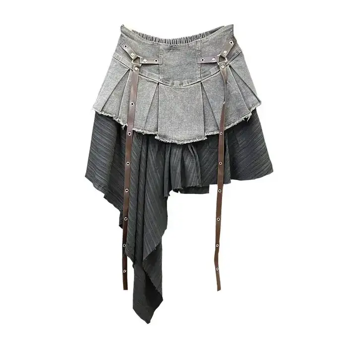 Jupe en jean d'été femmes taille haute a-ligne