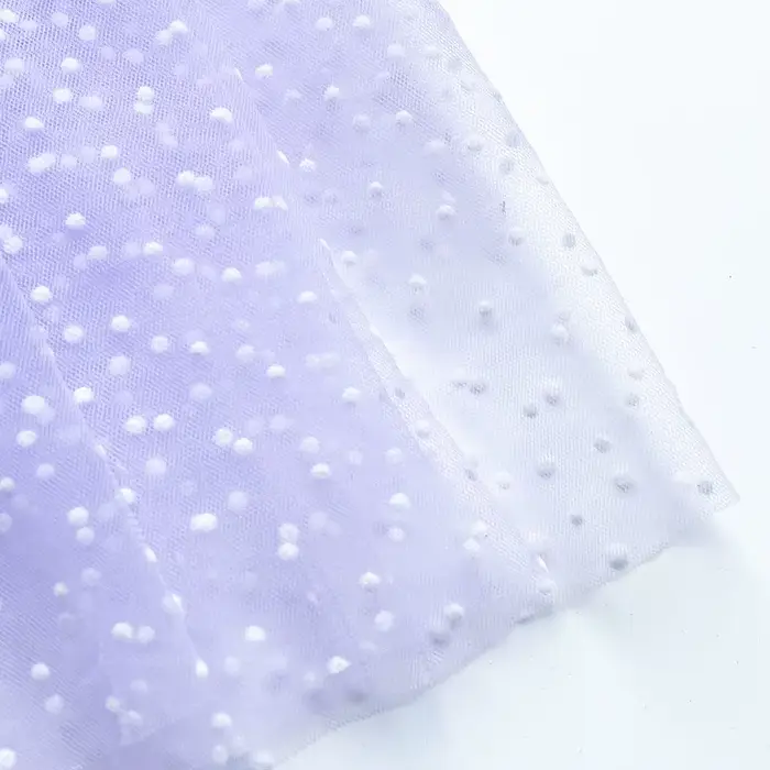 Tissu Tulle floqué à pois