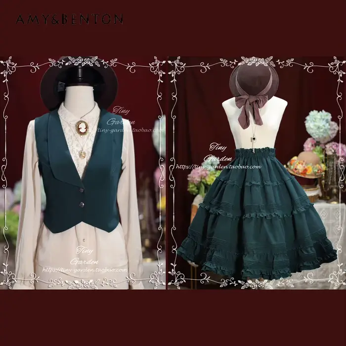 Ensemble jupe Lolita rétro britannique élégant polyester pour jeunes femmes styles doux et rétro occasions spéciales