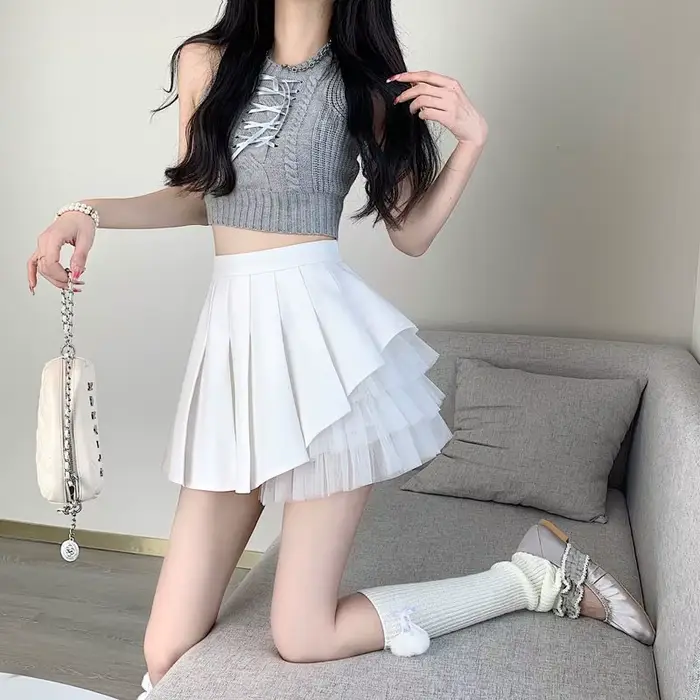 2026 Mesh pleated skirt for girls - summer hot girl short
