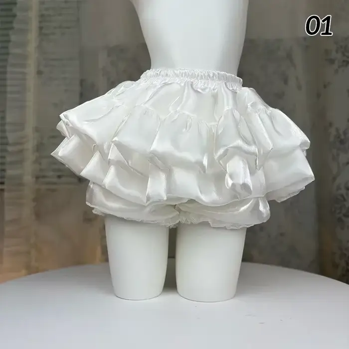 Jupe courte taille élastique douce, jupe bouffante Chic à volants gâteau princesse en Satin