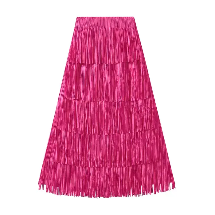 Jupe à franges à la mode, rue féminine, niche polyvalente, demi-jupe amincissante, jupe trapèze, jup