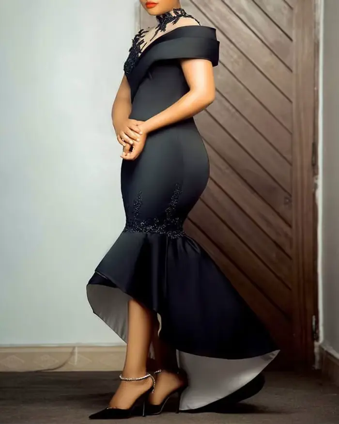 Robe longue élégante sans manches coupe sirène col roulé pour femmes à la mode été 2026 occasions spéciales soirée mariage