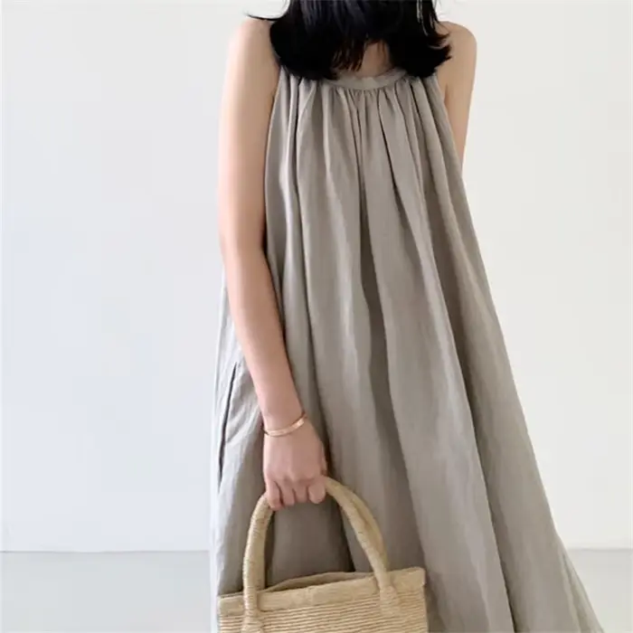 Robe Longue en Coton et Lin Précieux pour Femme