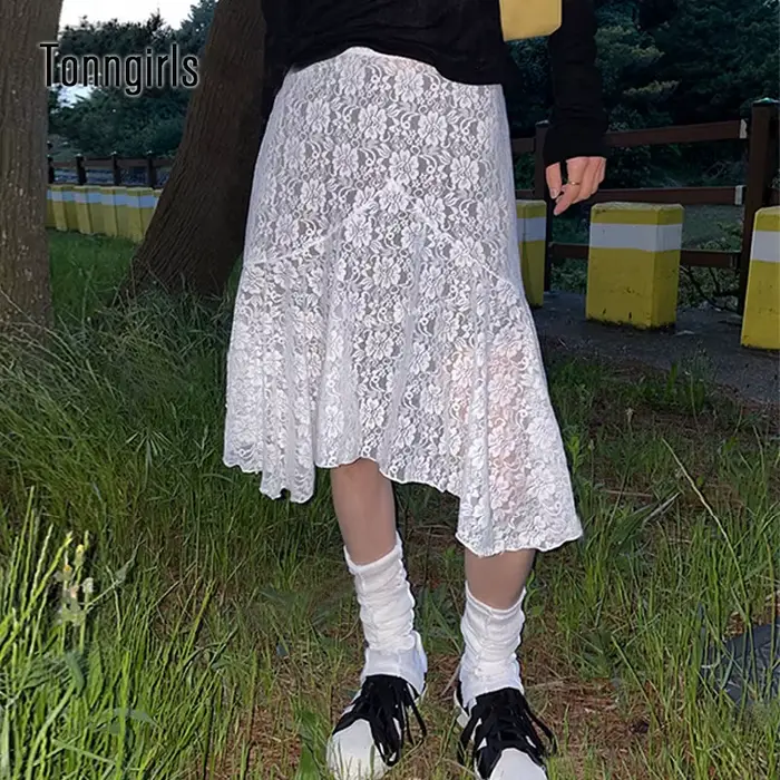 Tonngirls-Jupe vintage irrégulière pour femme