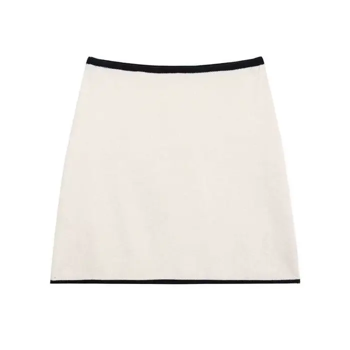 Ensemble jupe courte unie à col rond et coupe ample pour femme – Style décontracté urbain printemps 