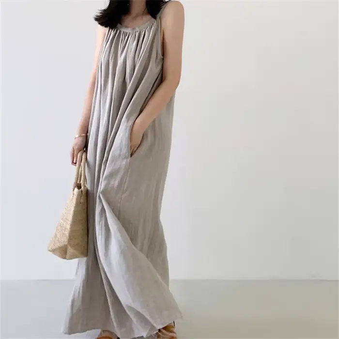 Robe Longue en Coton et Lin Précieux pour Femme