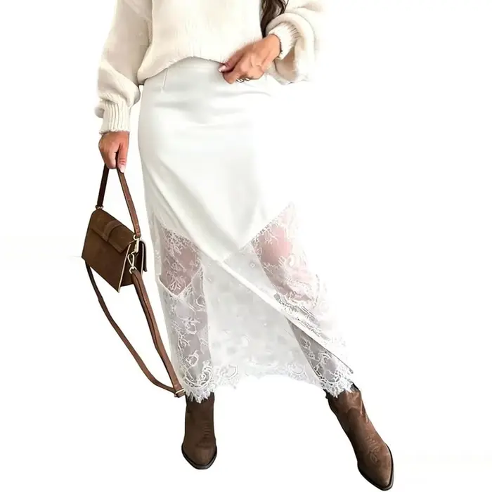 Jupe longue en dentelle taille haute style bohème polyvalente et sexy pour femmes occasions spéciales estivales et évènements festifs