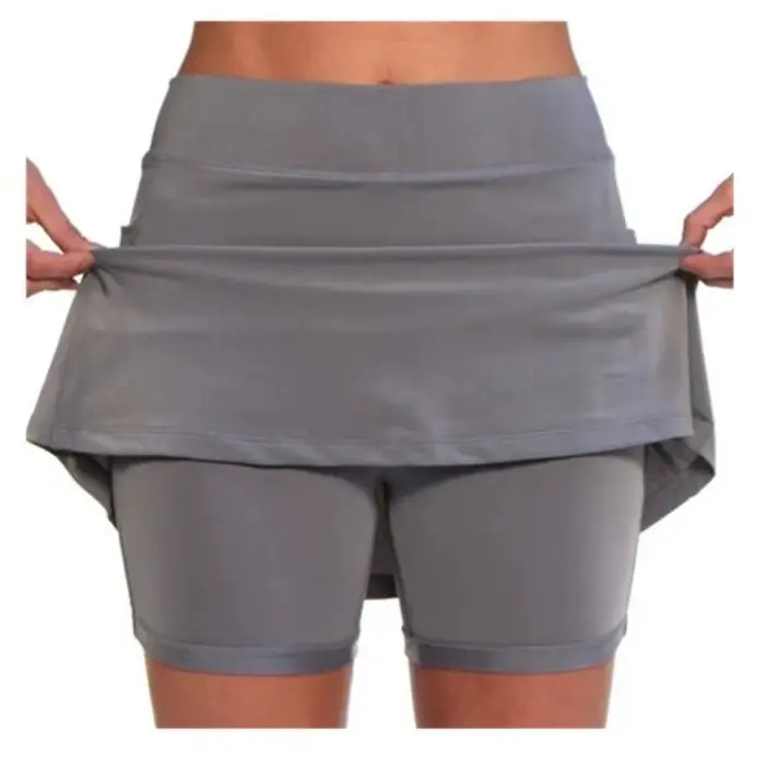Fitness sport jupe short taille haute décontractée course Tennis Golf Shorts couleur unie Anti-exposition jupe-short