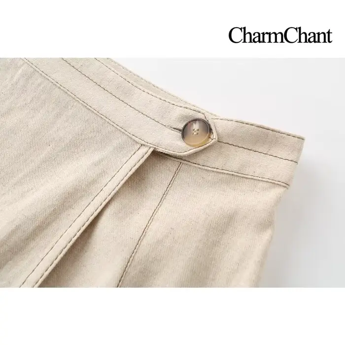 CHARMCHANT Ensemble jupe élégante en lin pour femme