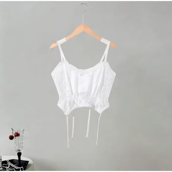 Ensemble jupe mini à sequins sexy et haut à bretelles sans manches en dentelle, tenue d'été 2 pièces