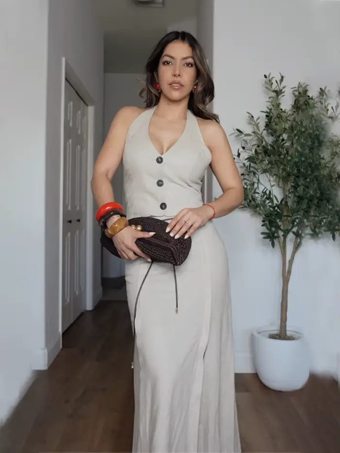HH femmes jupe ensemble col en v simple boutonnage solide court gilet haut + mode taille haute fermeture éclair ourlet