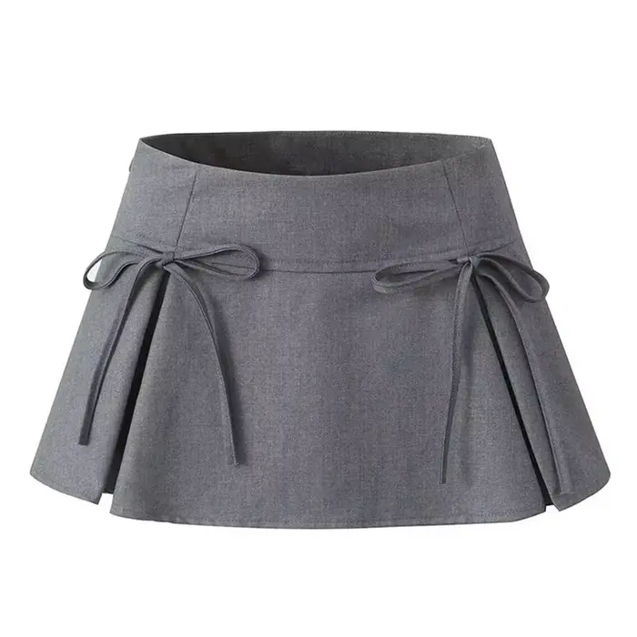 Mini-jupes avec nœud, jupe plissée ample