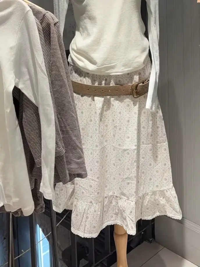 Jupe trapèze taille haute à motif floral violet pour femme, style streetwear décontracté et preppy, 