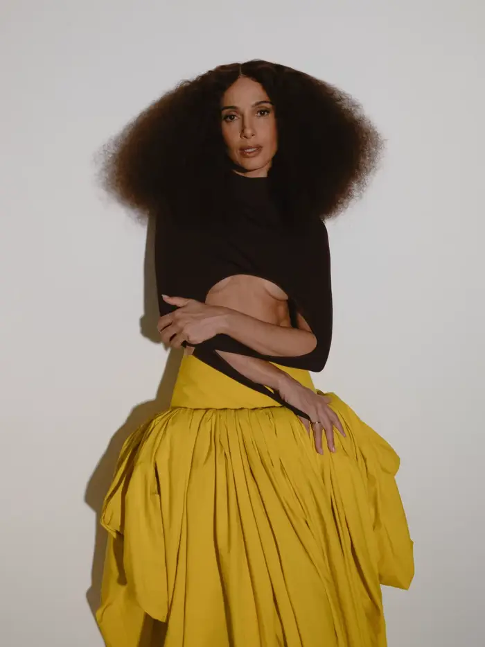 Jupe plissée asymétrique jaune taille haute pour femme