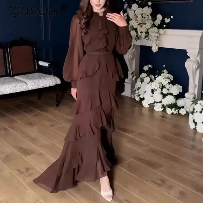 Robe de soirée élégante à manches longues pour femmes