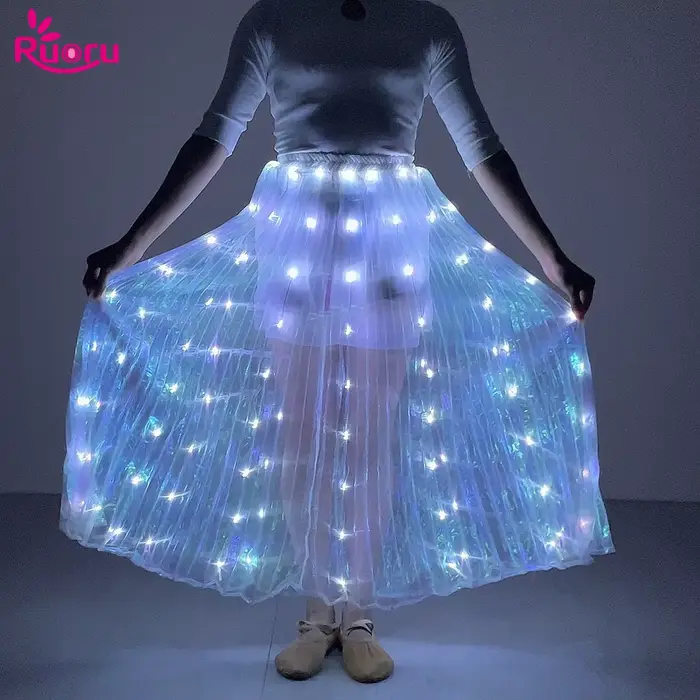 Jupe LED Ruoru pour Femmes Danse du Ventre Accessoires Carnaval Festival Rave Occasionnels Blanc Beige Bleu Rouge Violet