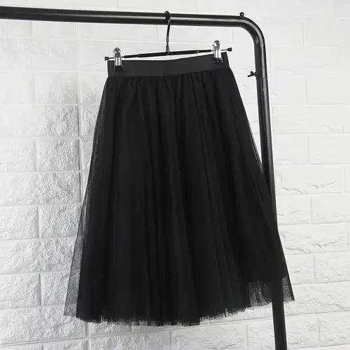 TingYiLi 4 couches jupes en Tulle femmes noir gris blanc adulte jupe en Tulle élastique taille haute