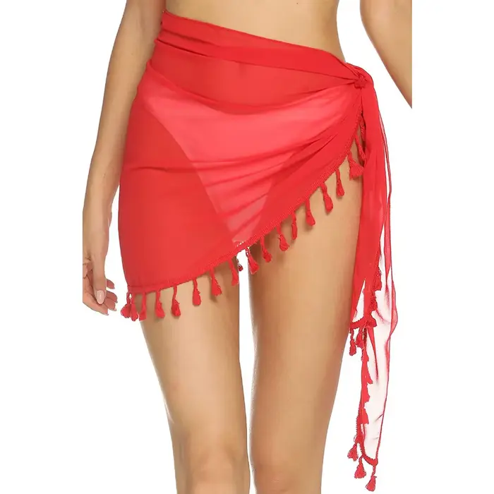 Jupe portefeuille asymétrique à franges pour femme