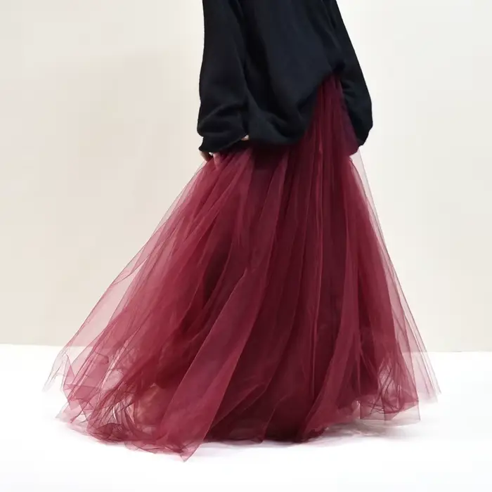 Jupe midi féerique taille haute ajustée, jupe en tulle de danse printemps 2026
