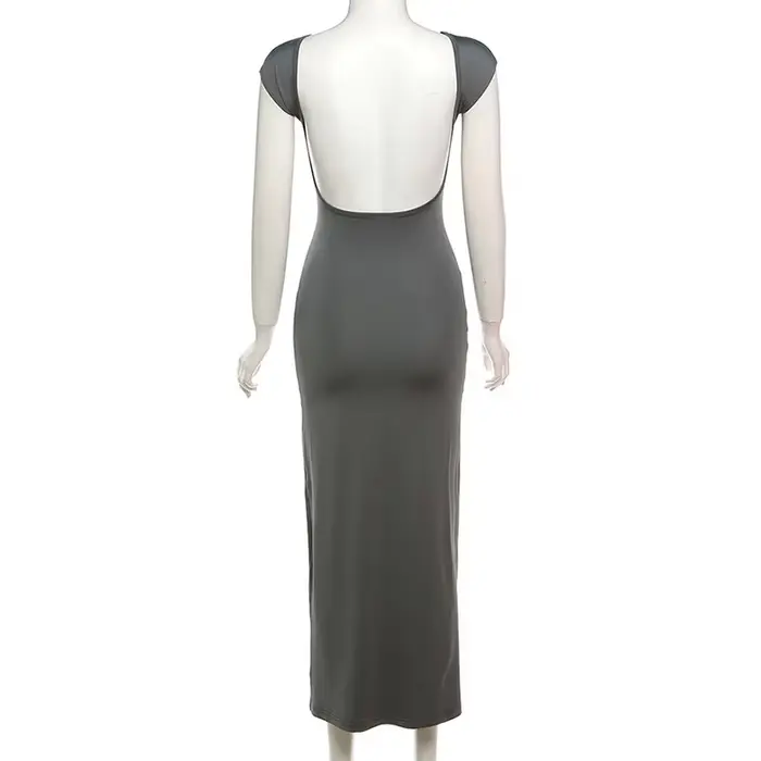 Robe longue à manches courtes pour femmes