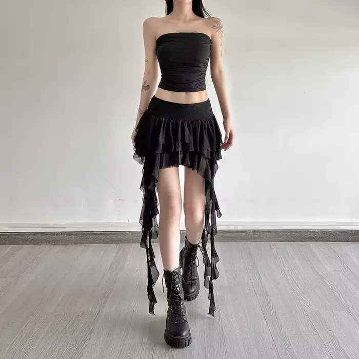 Jupe-short asymétrique bohème taille haute pour femme