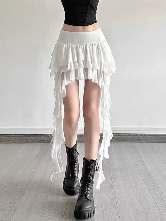 Jupe Y2K sexy à volants pour femme