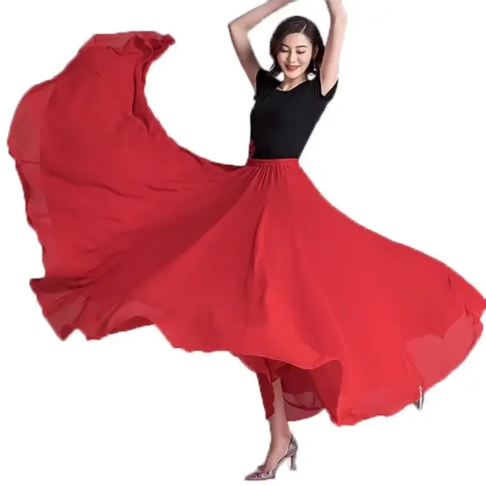 Jupe large en mousseline de soie à 720 degrés pour danse sur la plage et spectacles de danse modernes femmes occasions spéciales