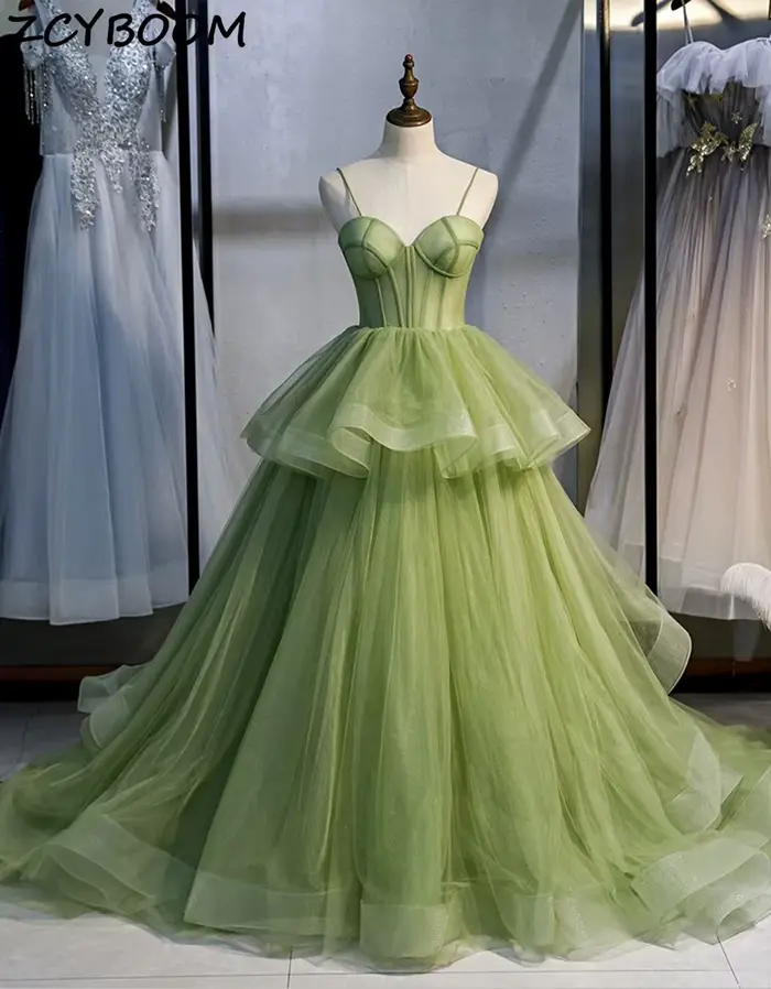 Robes de bal vertes en forme de A 2026, robes de soirée formelles pour femmes, vestidos de gala, tul