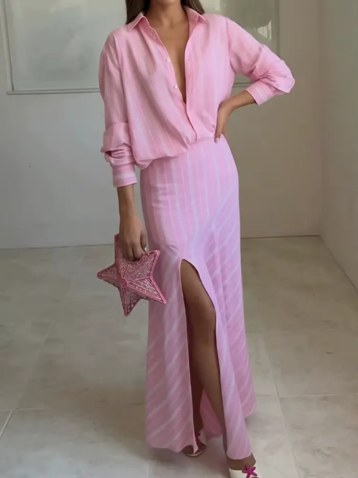 Ensemble jupe et haut à volants et imprimé floral pour femme