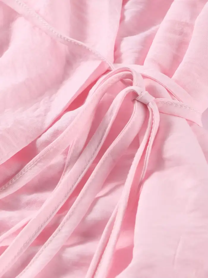Mode col en v à lacets haut jupe femmes ensemble élégant solide longue chemise sans manches