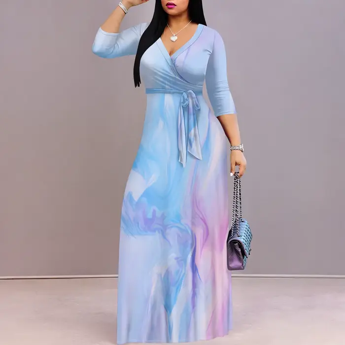 Robe longue pour femme dégradé décontracté