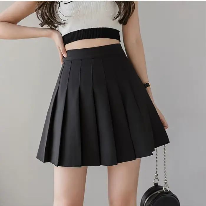 Jupe plissée grise Vintage pour femmes, Mini jupes taille haute Kawaii, mode coréenne, uniforme scol