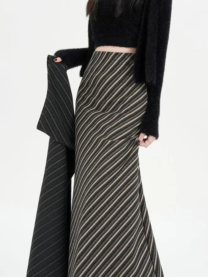 Jupe mi-longue amincissante taille haute pour femmes