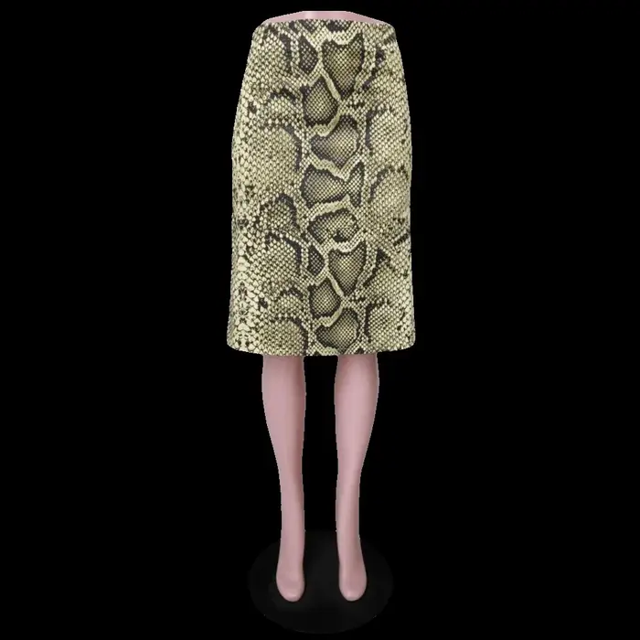 Jupe longue femme coupe ajustée, imprimé léopard serpentin, taille haute, style trapèze, patchwork c