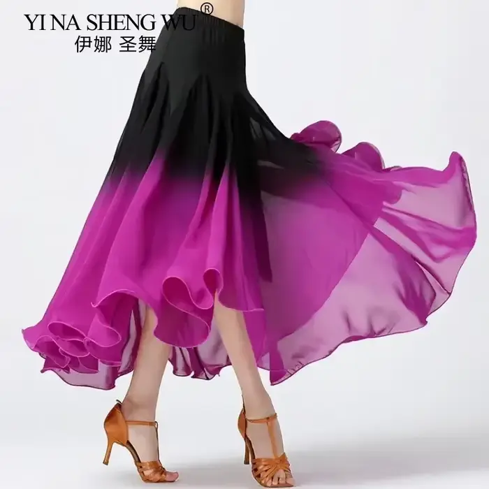Jupe de danse moderne pour femmes en acétate et polyester, couleurs dégradées, pour danse latine, valse flamenco et salsa, occasion spéciale de danse