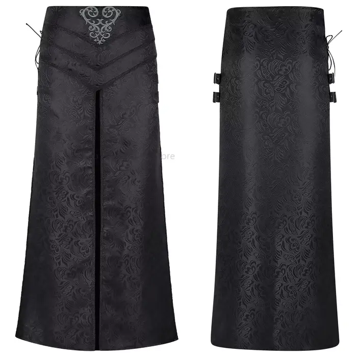 Jupe gothique slim à fente latérale, style rock sombre, steampunk, mage, cosplay, rétro, palais, jac