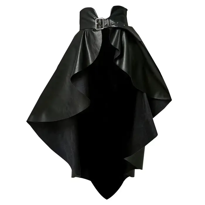 Getspring-Jupe en cuir PU taille haute pour femme