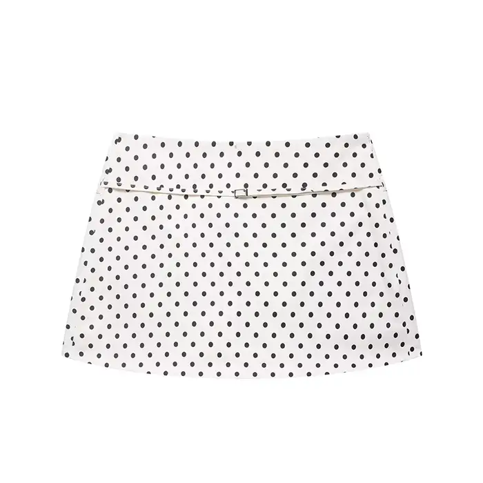 Mini-jupe-short pour femme, ceinture mode, imprimé à pois, taille mi-haute, décontractée d'été