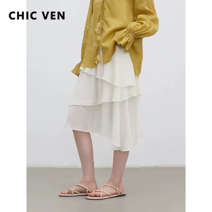CHIC VEN Nouvelle Jupe Femme Design Innovant Taille Élastique