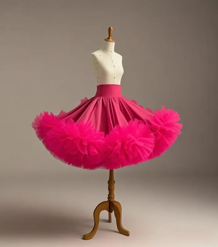 Jupe en Satin Fuchsia longueur genou pour femmes