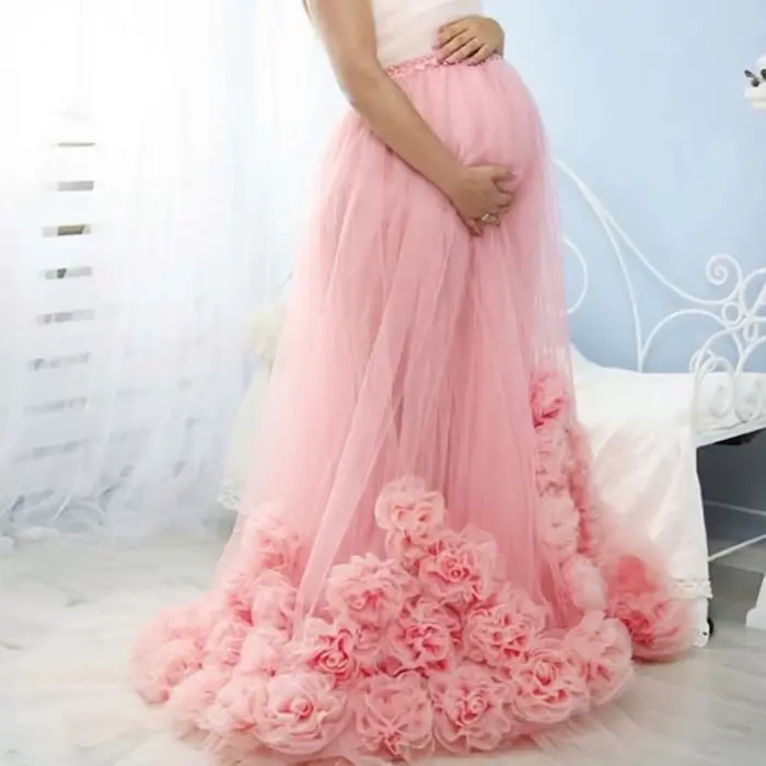Jupe tutu en tulle à fleurs roses pour femme