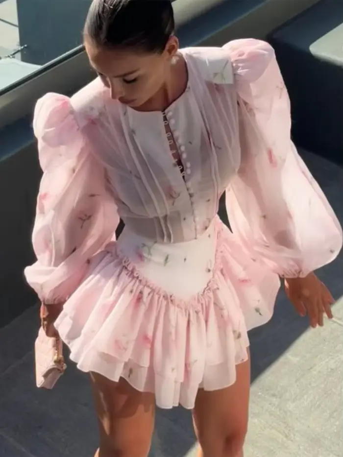 Robe mini à imprimé floral dos nu pour femme