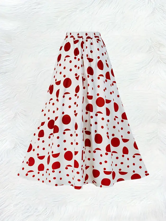 Jupe à pois rouge et blanc pour femme