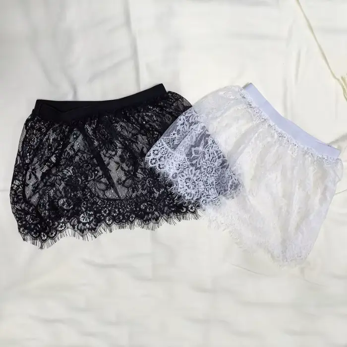 Mini-jupe sexy transparente en dentelle et maille