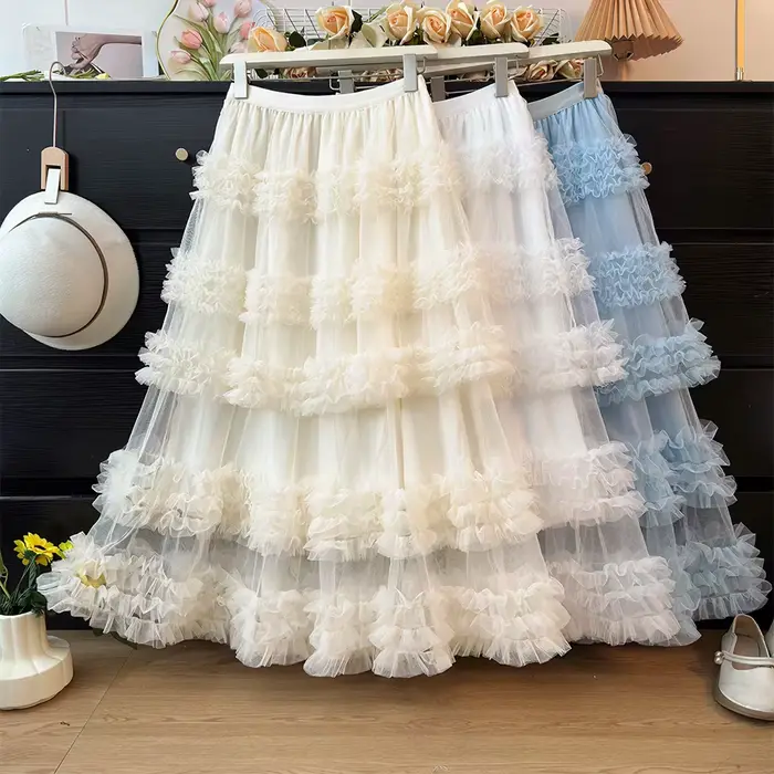 Jupe tutu en maille à volants pour femme