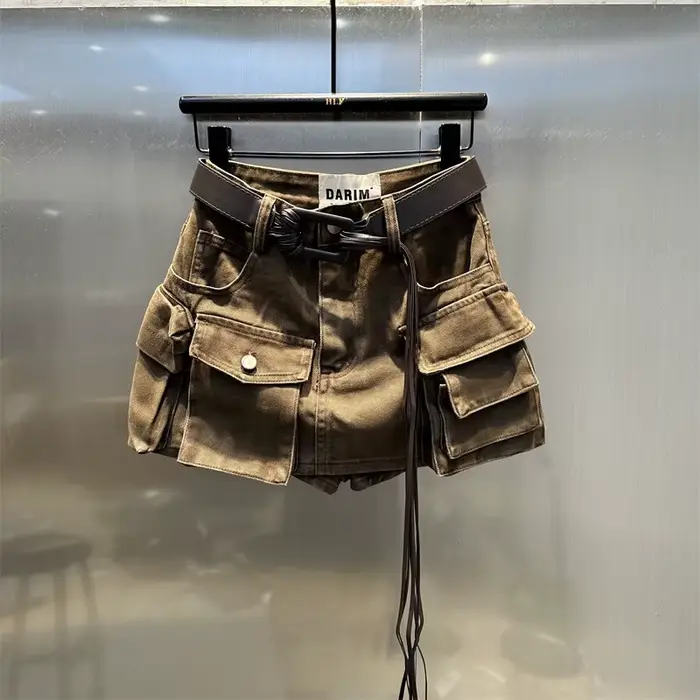 Jupe en jean tendance pour femme, nouvelle collection printemps-automne 2026, multi-poches