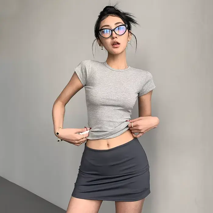 Femmes faux deux pièces jupe courte Sexy hanche levage Yoga